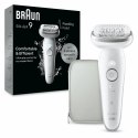 Depilator Braun Silk-épil 9 9-011, srebrny, biały, 40 pęsety, MicroGrip, 0,5 mm, bateria, wbudowana bateria