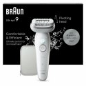 Depilator Braun Silk-épil 9 9-011, srebrny, biały, 40 pęsety, MicroGrip, 0,5 mm, bateria, wbudowana bateria