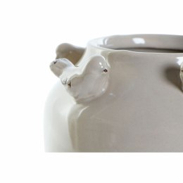 Wazon DKD Home Decor Porcelana Szary Beżowy Ptaki Shabby Chic (15 x 15 x 13,5 cm) (2 Sztuk)