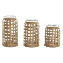 Zestaw 3 Wazony Home ESPRIT Naturalny Szkło 11 x 11 x 21 cm (3 Części)