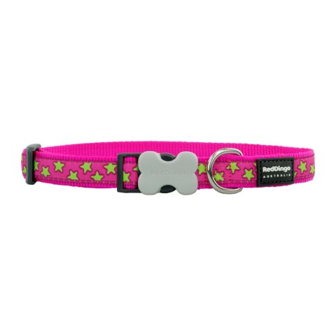 Obroża dla psa Red Dingo STYLE STARS LIME ON HOT PINK 15 mm x 24-36 cm