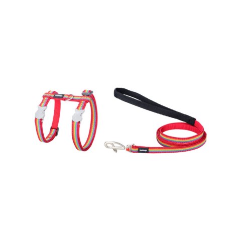 Szelki dla psa Red Dingo Rainbow 21-35 cm Czerwony Wielokolorowy