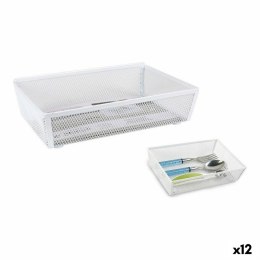 Organizer na Sztućce Confortime Metal Biały 21,8 x 15,24 x 5,2 cm (12 Sztuk)