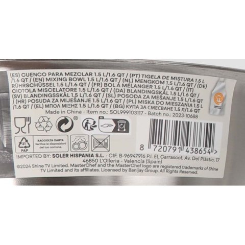 Zlewnia MasterChef Stal nierdzewna 1,2 L 19 x 7,5 cm (24 Sztuk)