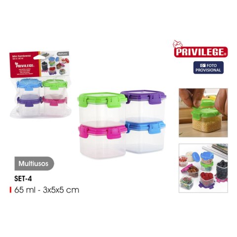 Set Pojemników na Lunch Privilege 65 ml Mini 4 Części (24 Sztuk)