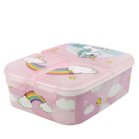 Pudełko na lunch z komorą na sztućce Stor Unicorn Rainbow (6,7 x 16,5 x 19,5 cm)