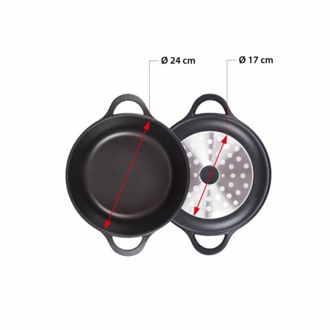 Garnek z Pokrywką Valira BLACK IND 24CM Czarny Ø 24 cm