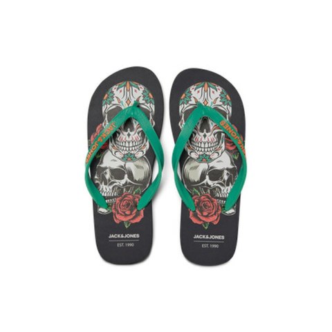 Klapki dla mężczyzn Jack & Jones JFWSKULLS FLIP FLOP 12280854 Czarny - 46-47