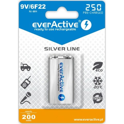 Baterie akumulatorowe EverActive EVHRL22-250 6F22 200 mAh 9 V