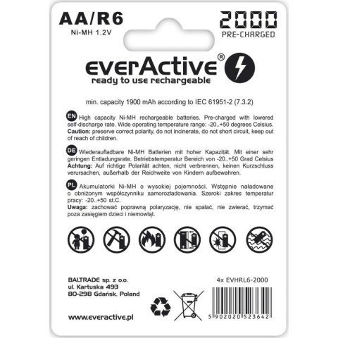 Baterie akumulatorowe EverActive EVHRL6-2000 AA LR6 1,2 V 3.7 V