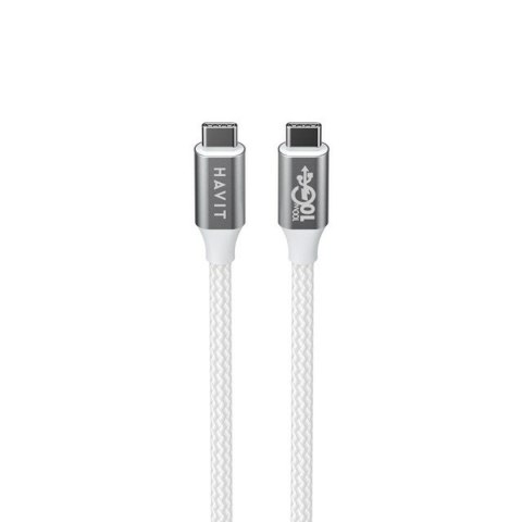 Kabel USB-C na USB-C Havit CB6290 Biały Szary 1 m