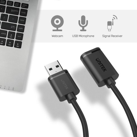 Kabel USB Unitek Y-C450GBK Kontakt Męski/Kontakt Żeński Czarny 2 m