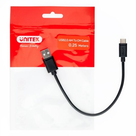 Kabel USB-C do USB Unitek Y-C480BK Biały 25 cm