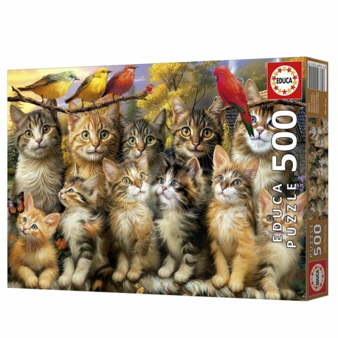 Układanka puzzle Educa Gatitos y Pájaros 500 Części