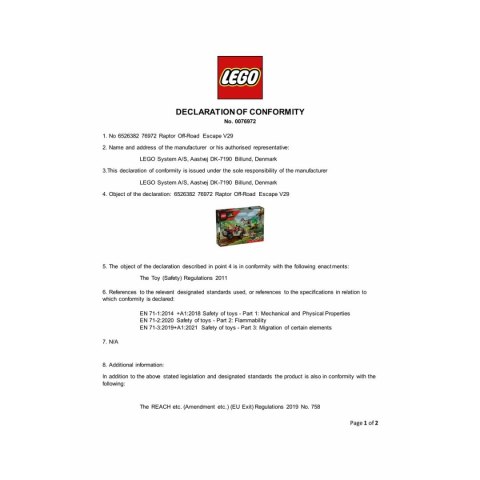 Zestaw do budowania Lego 76972