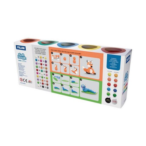 Zabawa z Plasteliną Milan Soft dough 913510B Żółty Niebieski Wielokolorowy 85 g Warzywo (10 Sztuk)