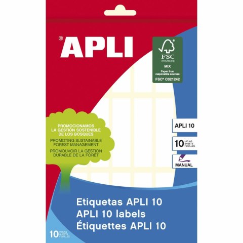 Etykiety Apli Biały Papier 10 Kartki 13 x 50 mm (10 Sztuk)