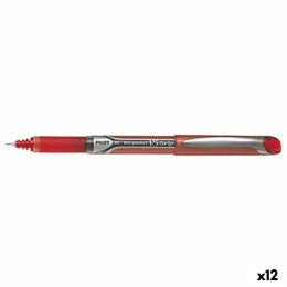 Długopis z płynnym atramentem Pilot V-5 GRIP HI-TECPOINT Czerwony 0,5 mm (12 Sztuk)