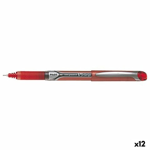 Długopis z płynnym atramentem Pilot V-5 GRIP HI-TECPOINT Czerwony 0,5 mm (12 Sztuk)