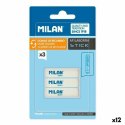 Zestaw gumek do ścierania Milan AFILABORRA STICK Biały 3 Części (12 Sztuk)