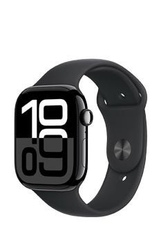Apple Watch Series 10 GPS 46mm Jet Black Aluminiowa koperta z paskiem sportowym M/L