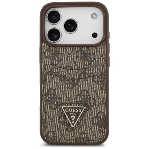 Etui Guess 4G Double Card Triangle do iPhone 17 Pro brązowy