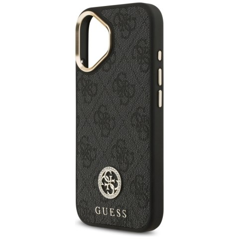 Etui Guess 4G Strass Logo & Big Strap Metal Buttons MagSafe do iPhone 17 czarny