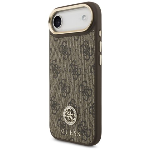 Etui Guess 4G Strass Logo & Big Strap Metal Buttons MagSafe do iPhone Air brązowy