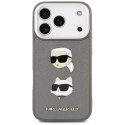 Etui Karl Lagerfeld FW Grained Karl & Choupette Heads Pins & Logo do iPhone 17 Pro szary