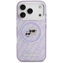 Etui Karl Lagerfeld IML Glitter Karl & Choupette Heads Logo MagSafe do iPhone 17 Pro fioletowy