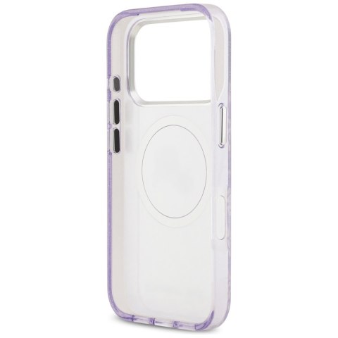 Etui Karl Lagerfeld IML Glitter Karl & Choupette Heads Logo MagSafe do iPhone 17 Pro fioletowy