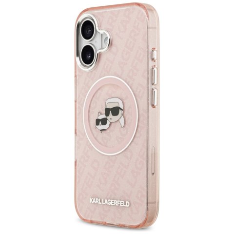 Etui Karl Lagerfeld IML Glitter Karl & Choupette Heads Logo MagSafe do iPhone 17 różowy