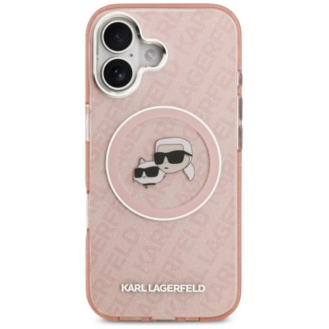 Etui Karl Lagerfeld IML Glitter Karl & Choupette Heads Logo MagSafe do iPhone 17 różowy