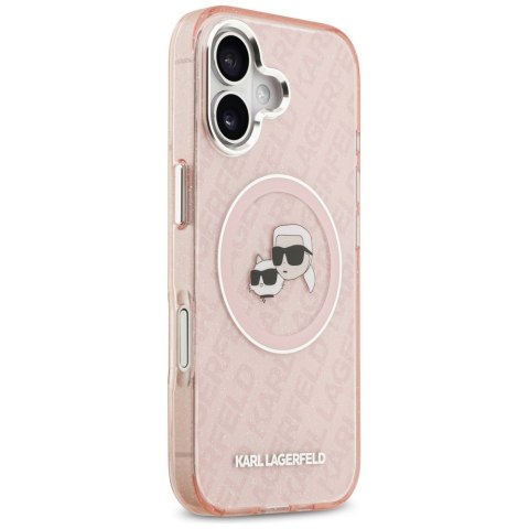 Etui Karl Lagerfeld IML Glitter Karl & Choupette Heads Logo MagSafe do iPhone 17 różowy