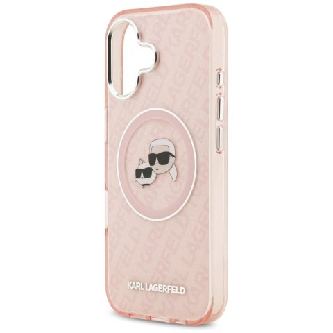 Etui Karl Lagerfeld IML Glitter Karl & Choupette Heads Logo MagSafe do iPhone 17 różowy