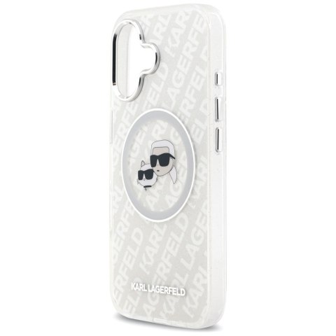 Etui Karl Lagerfeld IML Glitter Karl & Choupette Heads Logo MagSafe do iPhone 17 szary
