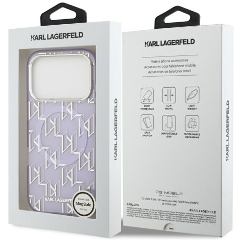 Etui Karl Lagerfeld IML KL Monogram MagSafe do iPhone 17 Pro Max fioletowy