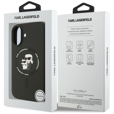 Etui Karl Lagerfeld Silicone Karl&Choupette Ring MagSafe do iPhone 17 czarny