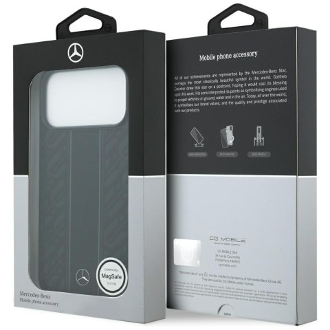 Etui Mercedes Leather Laurel Leaves Stripes MagSafe do iPhone 17 Pro Max czarny