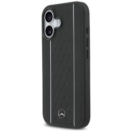 Etui Mercedes Leather Star Pattern Stripes MagSafe do iPhone 17 czarny