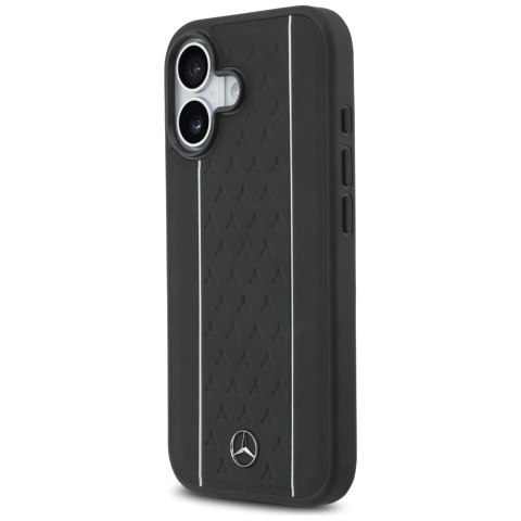 Etui Mercedes Leather Star Pattern Stripes MagSafe do iPhone 17 czarny