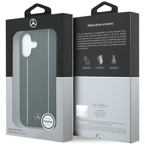 Etui Mercedes Leather Star Pattern Stripes MagSafe do iPhone 17 czarny