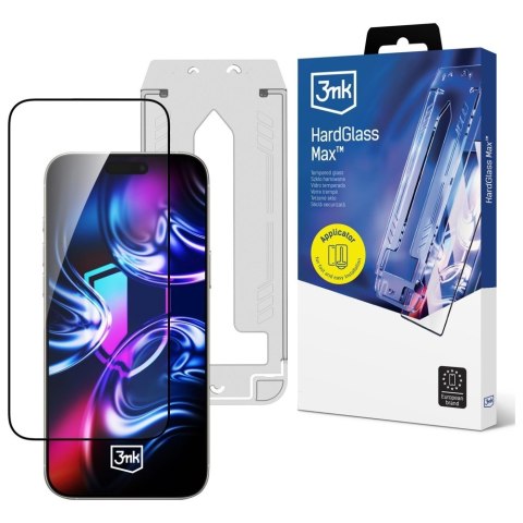 Szkło hartowane 3MK HardGlass Max z aplikatorem do Apple iPhone 16 Pro/17