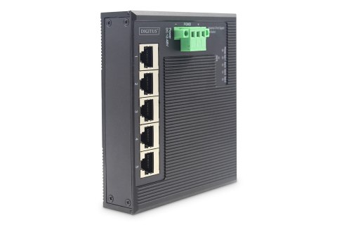 Digitus 5-portowy przełącznik sieciowy Gigabit Ethernet, płaski, przemysłowy, niezarządzany