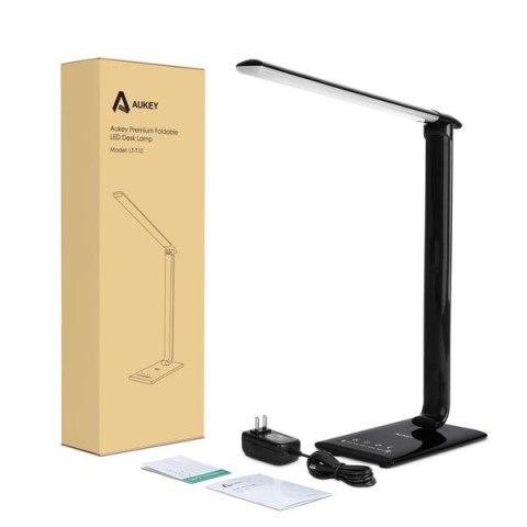 LT-T10 Black lampa biurkowa LED dotykowa | 12W | 3000-6500K | 7 poziomów ściemniania | 5 trybów świecenia