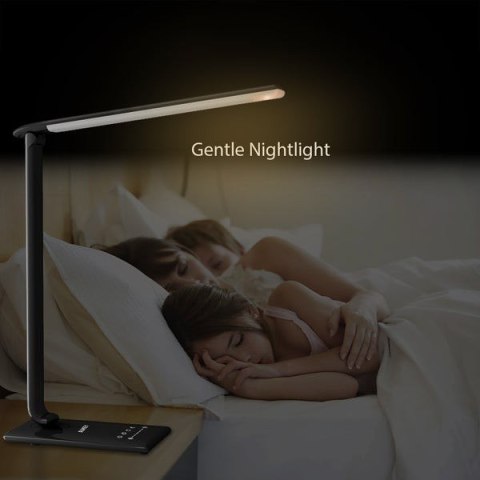 LT-T10 Black lampa biurkowa LED dotykowa | 12W | 3000-6500K | 7 poziomów ściemniania | 5 trybów świecenia