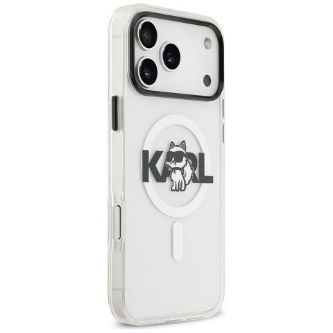 Etui Karl Lagerfeld IML Choupette Sketch Logo MagSafe do iPhone 17 Pro przezroczysty