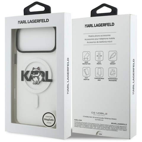 Etui Karl Lagerfeld IML Choupette Sketch Logo MagSafe do iPhone 17 Pro przezroczysty