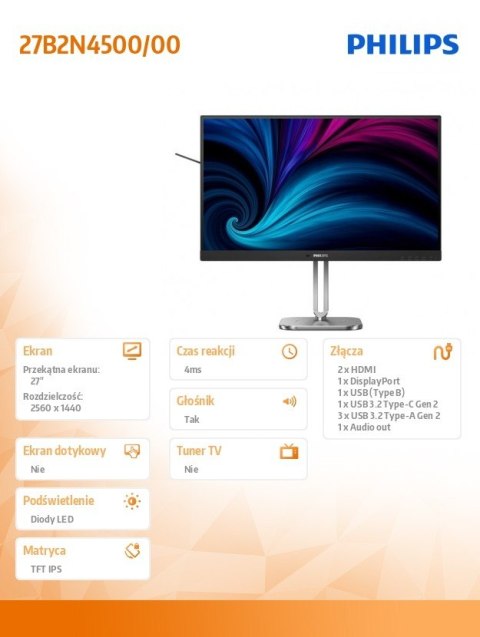 Monitor 27B2N4500 27 cali IPS 120Hz HDMIx2 DP Pivot Głośniki