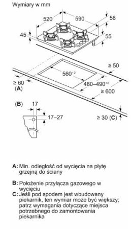 Płyta gazowo-szklana POH6B6K30